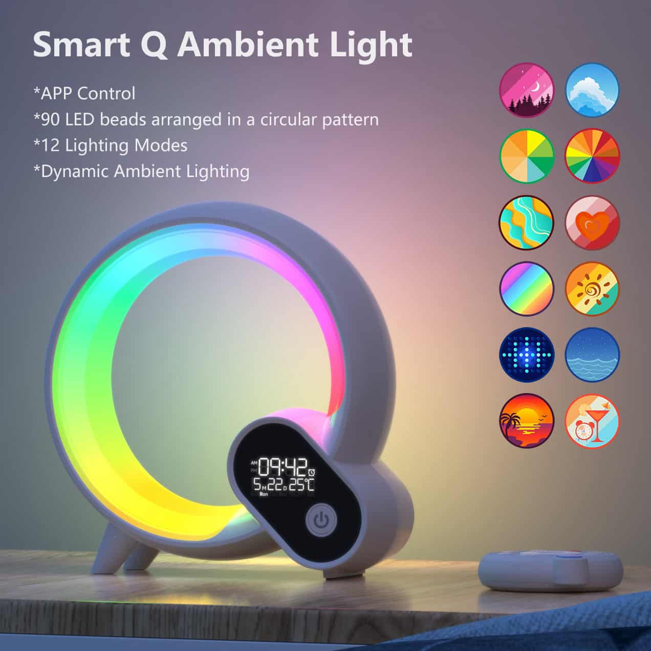 Rhythm RGB 2024 Light Bar Smart Light Sunrise Alarm Clock Wake Up Light Alarm Clocks